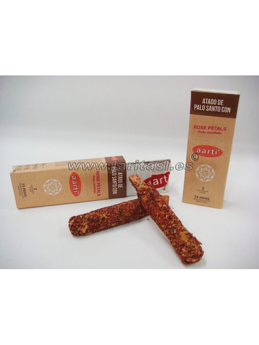 Sahumerio Aarti  Palo Santo con Rosa 9cm